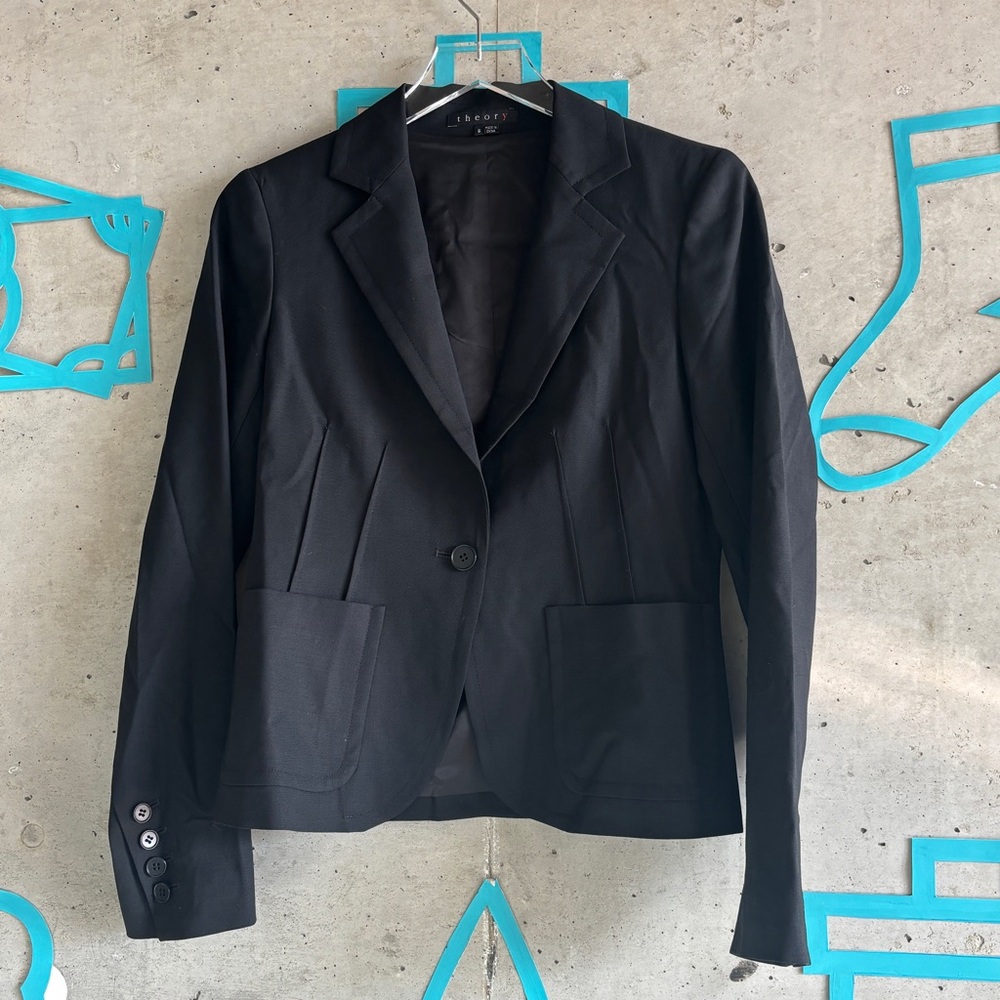 Theory Wool Blend Relled Tailor Single Button Blazer